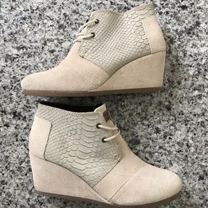 Toms Cream Snake Ankle Bootie